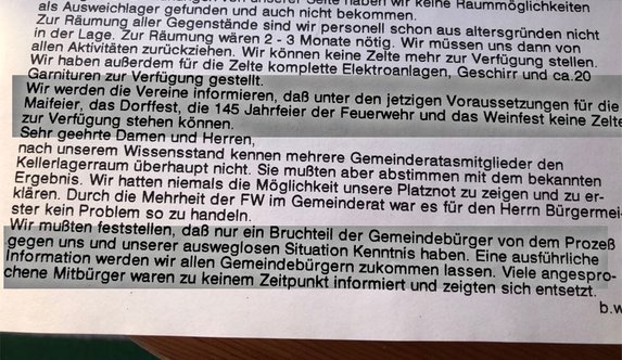 Brief des Wandervereins Aystetten